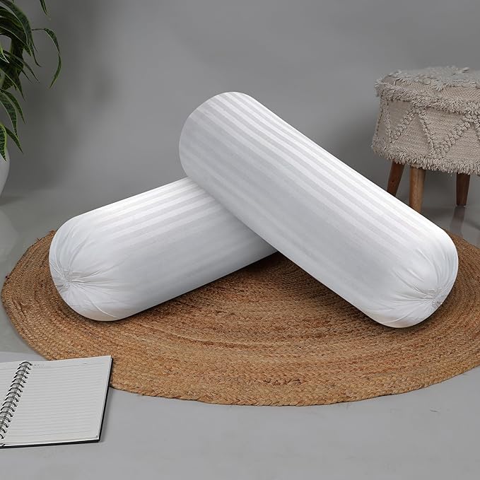 Round Bolster Bed/Sofa/Diwan Pillow | Light, Soft & Fluffy for Neck & Back Support